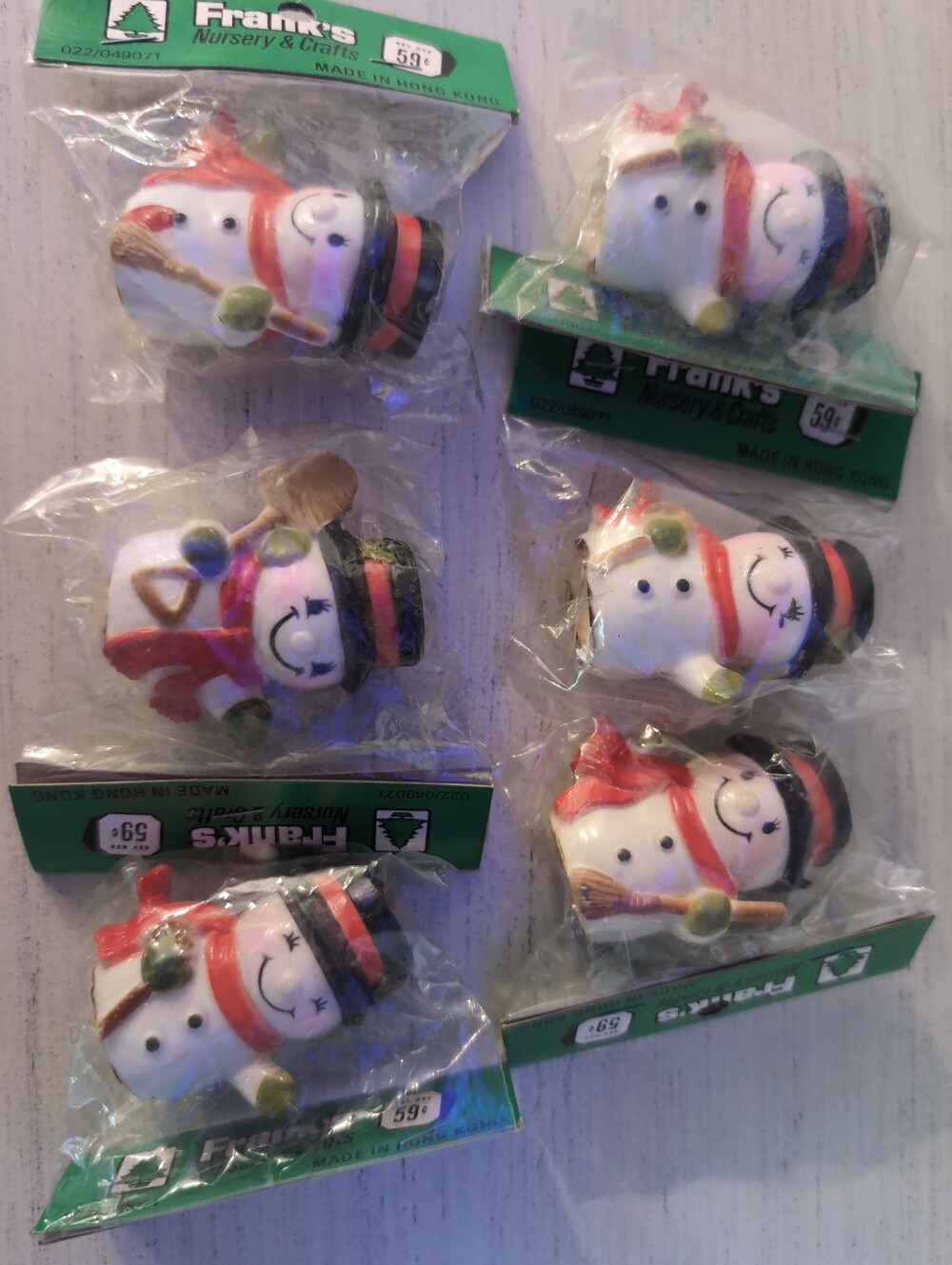 NEW Vintage Set of 6 Snowman Figurines From Frank's Nursery & Crafts